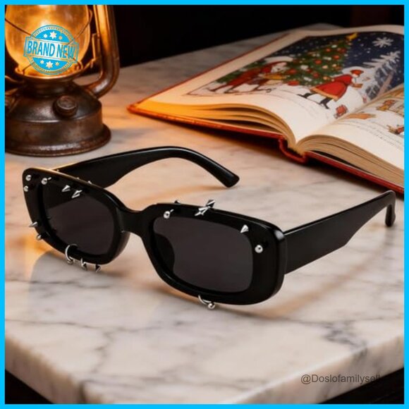 Rectangle Sunglasses Y2K Punk Studded Rivets Square Frame Fashion Statement main image 7
